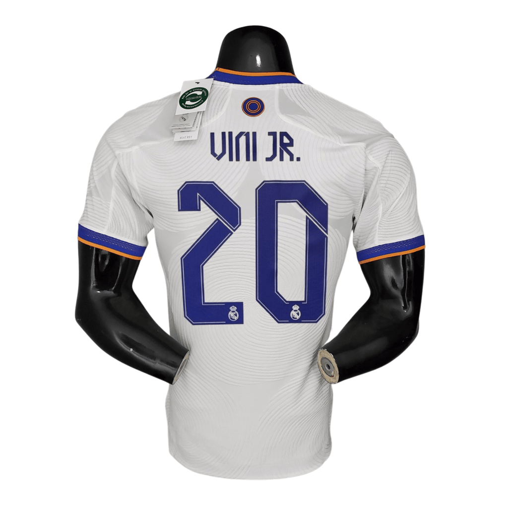 Real Madrid Home Authentic Player [Slim Fit] Player [Slim Fit] Player [Slim Fit] Player 2021/22 Vini JR. 20 FIFA WCC Patch UCL UEFA Foundation Patches - Slim Fit